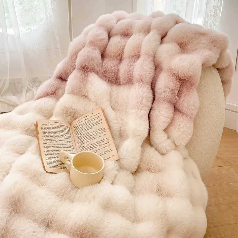 Luxury Thickened Rabbit Fur Plush Blanket High End Ultra Soft Cozy Office Nap Blanket Autumn Winter Sofa Cover for Living Room H251216-image-1088601090
