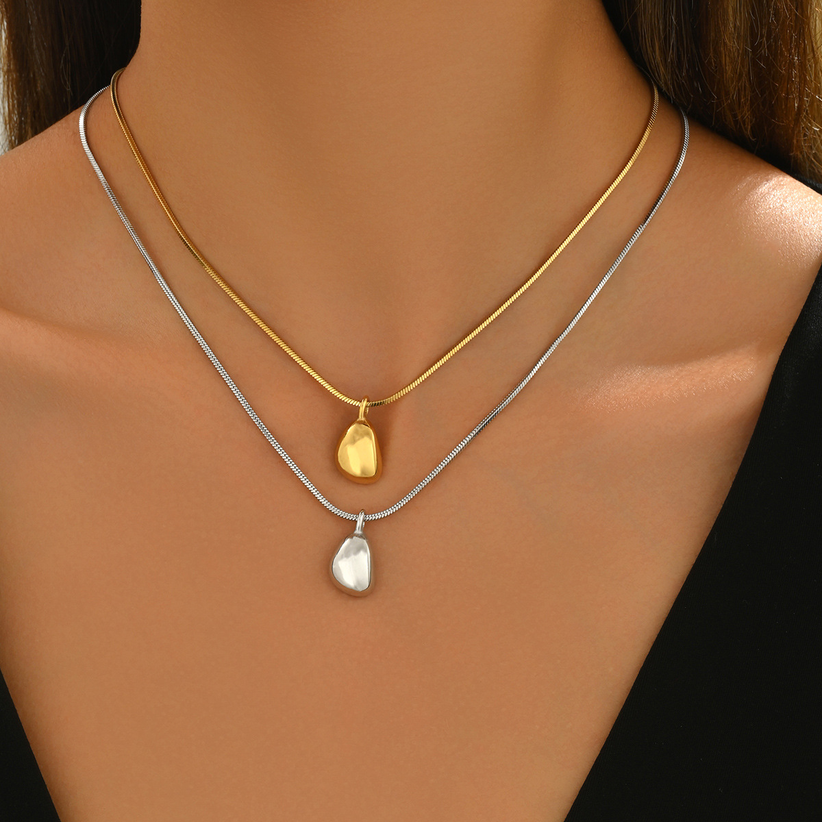 Designer 18k Heart Necklace Gold Plated Elegant pendant necklace Heart Pendant for Birthday Necklaces for Women Pendants Link Chain Necklace-image-1089417831