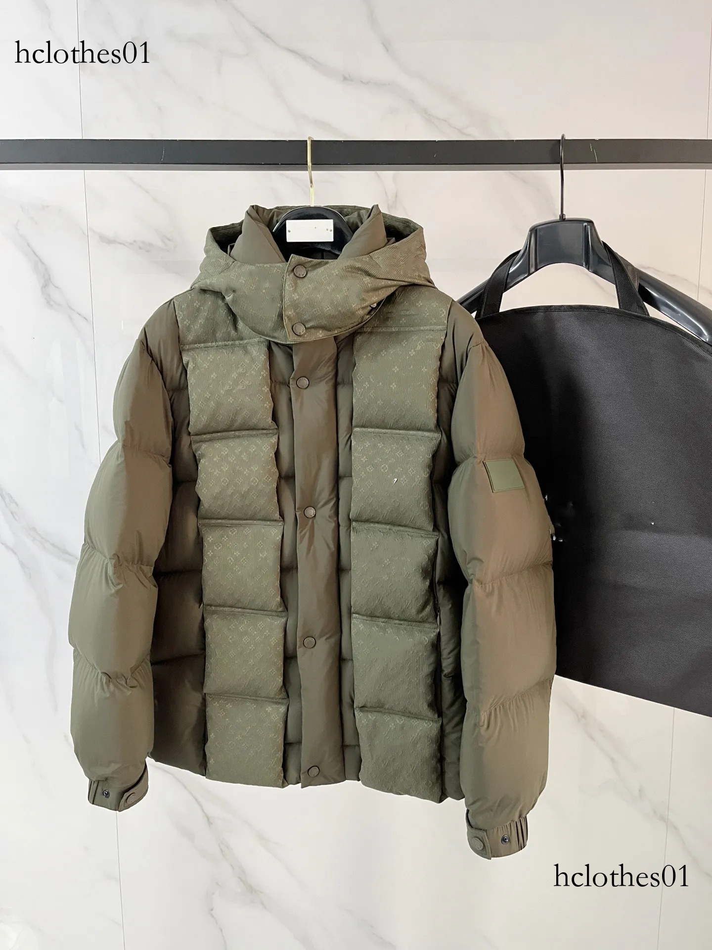 25 Autumn and winter men's stand-up collar designer hooded 90 white duck down warm jacket Letter print multi-pocket coat size M-3XL