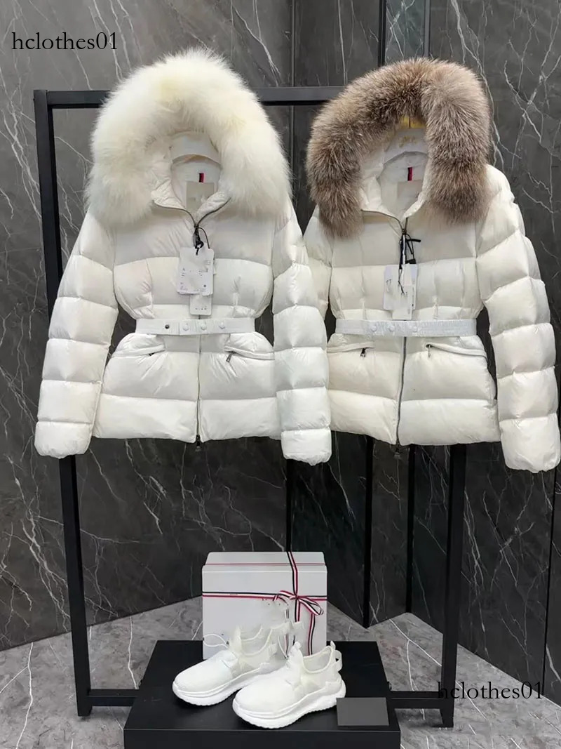 coat wimterjacket doudoune Femme designer brand embroidered badge puffer fur collar winter keep warm belted womens mon jacket NFC asian size 1-4