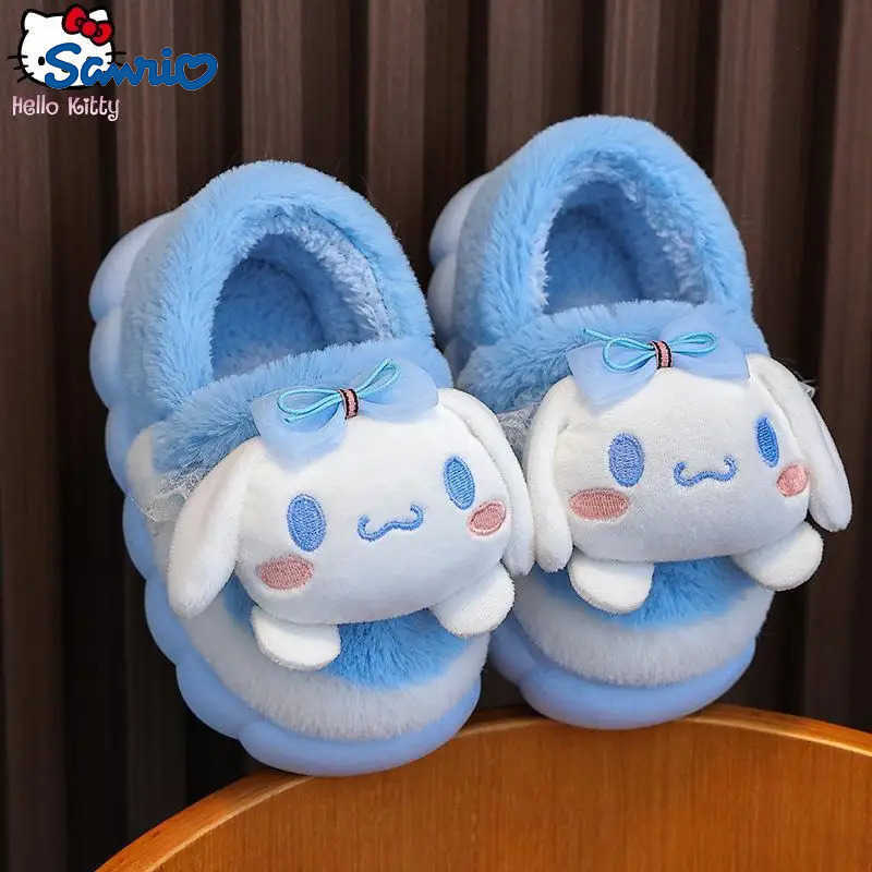 Sanrio Hello Kitty New Kuromi Girl Cotton Shoes Anime Cartoon Autumn Winter Kawaii Fashion Boy Indoor Cotton Drag Korean Version H251217
