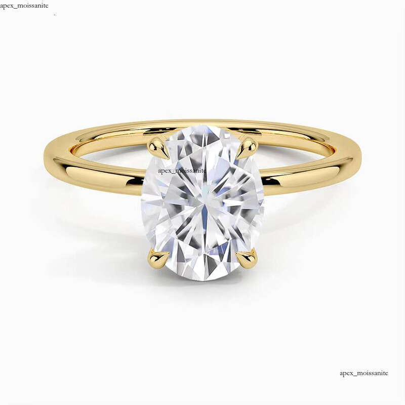 Gold-Plated 925 Sterling Silver Custom Radiant Pear Oval Cut Solitaire VVS Moissanite Women's Engagement Ring
