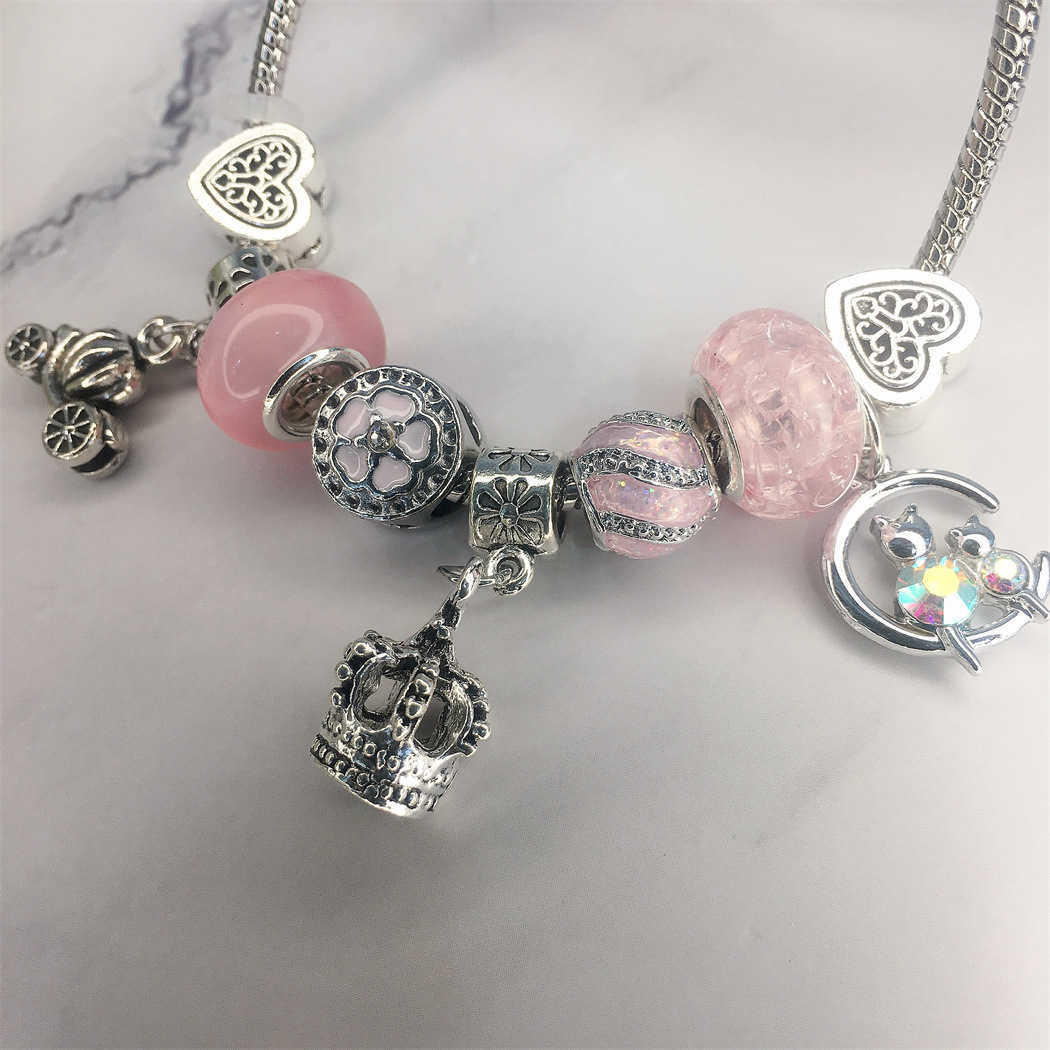 Chaîne de perles en alliage à grand trou, pendentif galvanisé, nouveau produit, couronne, Style femme S251217