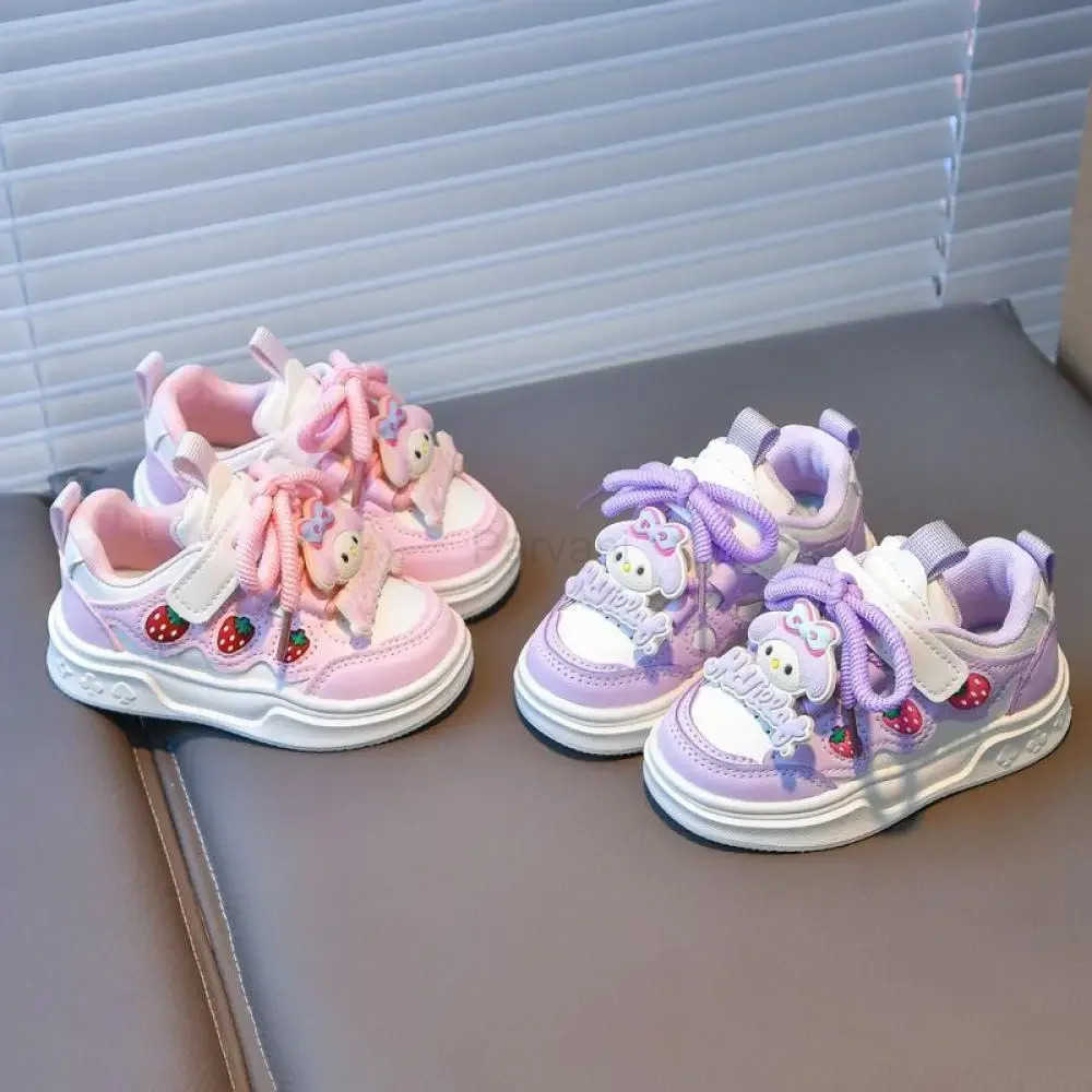 Sanrio Girls Fashion Casual Sports Shoes Cartoon Melody Print Childrens Trend Board Shoes Big Kids Anti Slip Little White Shoes H2512171