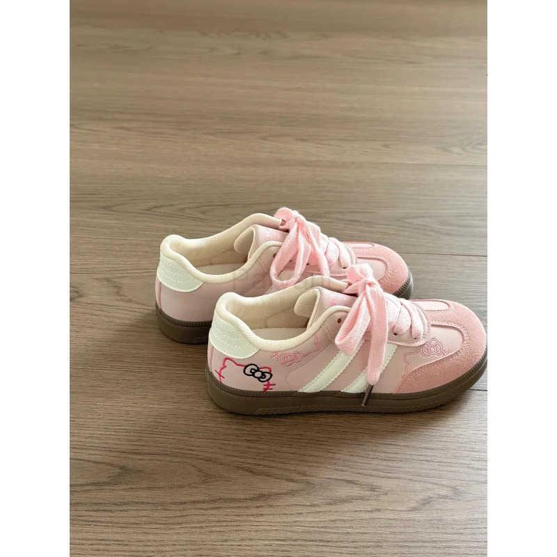 Sanrio Hello Kitty Sneakers Board Shoes Cute Cozy Y2K Style Pink Thick Soled German Training Embroidery Casual Retro Girls Niche Design H2512171