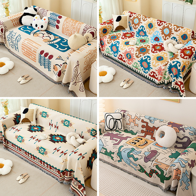 Sofa cover, Nordic style sofa cushion, suitable for all seasons, full coverage sofa throw/blanket. FXM201-image-1088725195