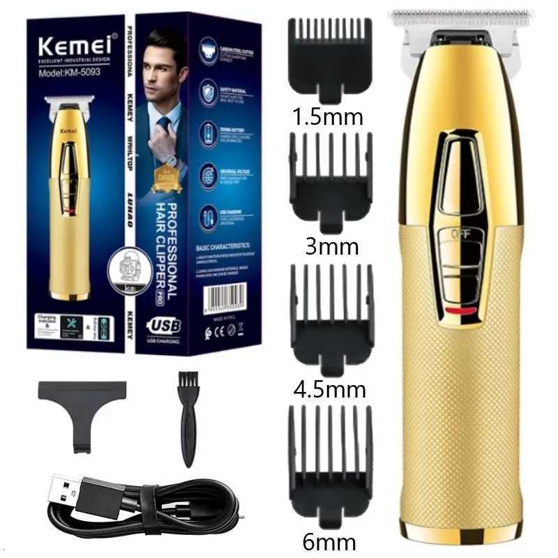 Kemei KM-5093 Hair Clipper Professional Finish Hair Cutting Machine Hair Beard Trimmer 0mm Skin Cut Electric Cutter RechargeableT251217-image-1089239187