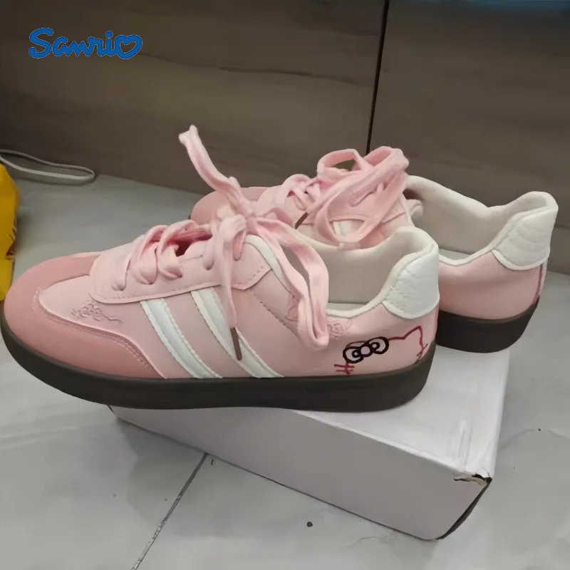 Sanrio vente chaude Kt chat brodé chaussures décontractées femmes 2025 nouveau Style coréen Chic polyvalent conseil chaussures loisirs blanc bask
