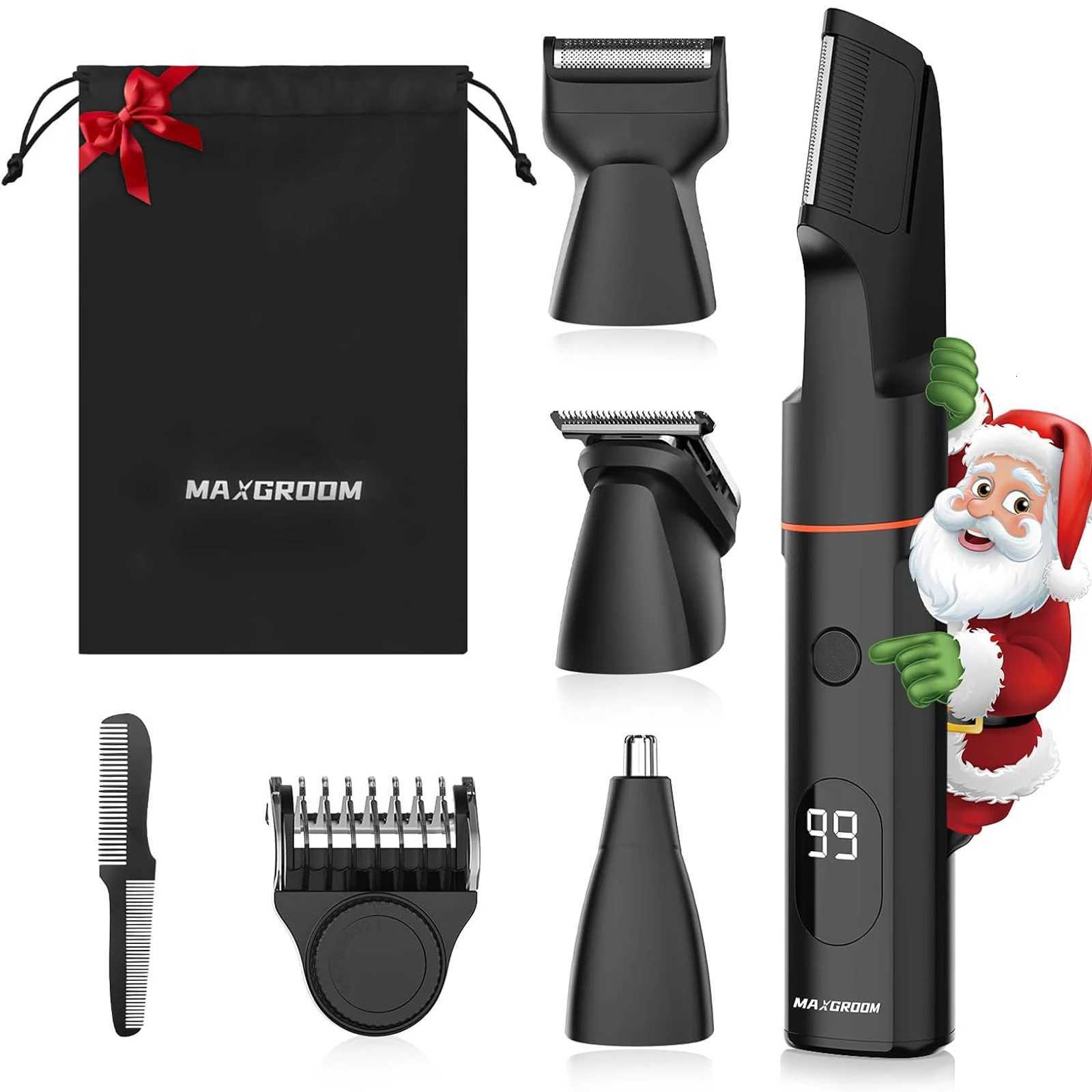 MAXGROOM Body Hair Trimmer Kit for Men Pubic Shaver Hair Nose Beard Trimmer Electric IPX6 Waterproof Groin 4 in 1 Shaver for ManT251217-image-1089239327
