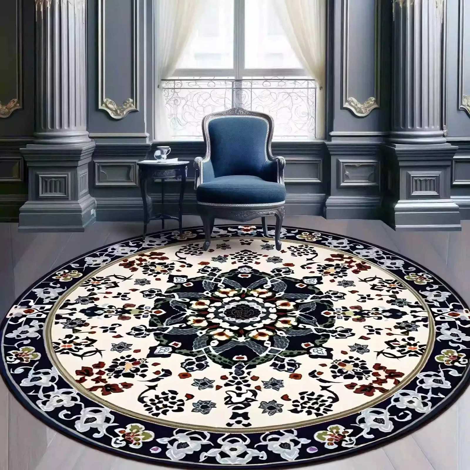 Retro Ethnic Moroccan Round Living Ro Carpet Balcony Hanging Basket Bedro Bedside Rug Cputer Swivel Chair Floor Mat Y251216-image-1088697213