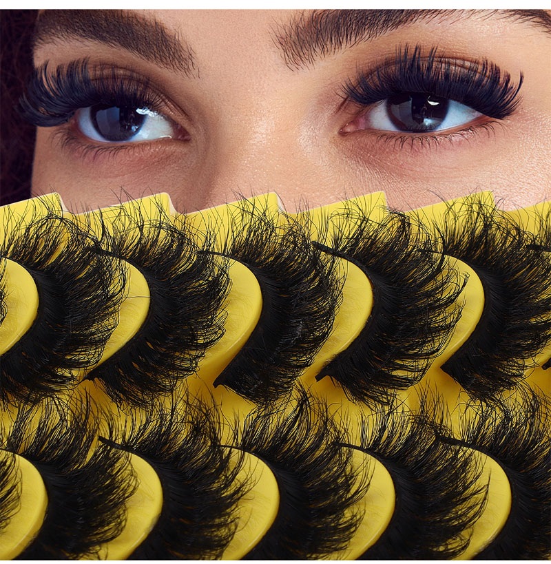 10 Pairs Thick Fluffy Eyelashes Wispy Natural Look Multi-layer 3D Faux Mink Lashes Full Strip Hand Made Reusable Naturally Curled Eyelashes Beaut-image-670336907