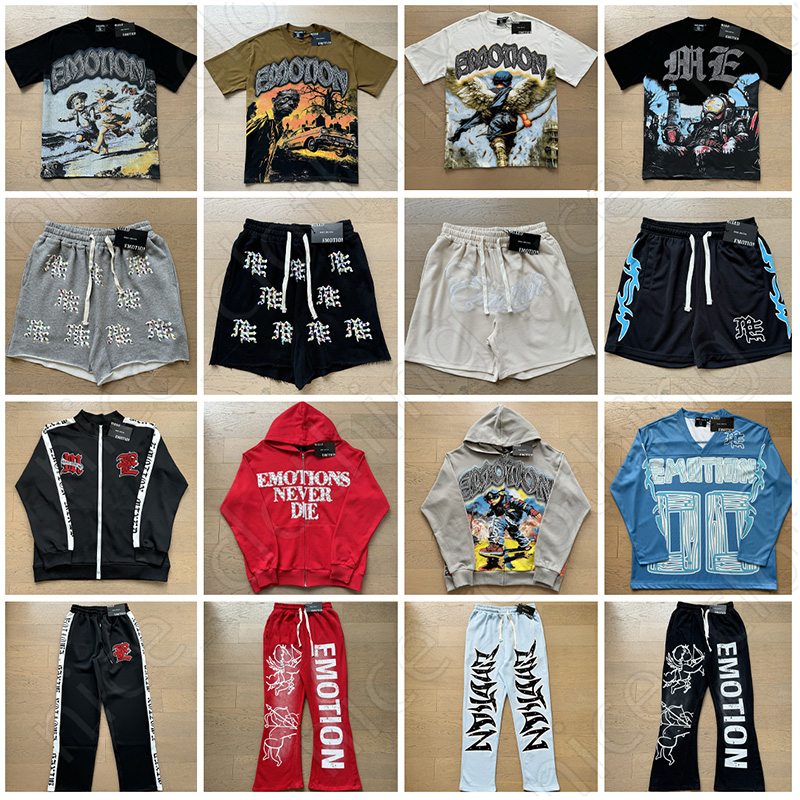 designer t shirt hoodie Men Rhinestone Graphic T Shirt Y2K Loose Fit Tee Summer Hip Hop Streetwear Casual Campus Shirt Mixed Emotions Print Top