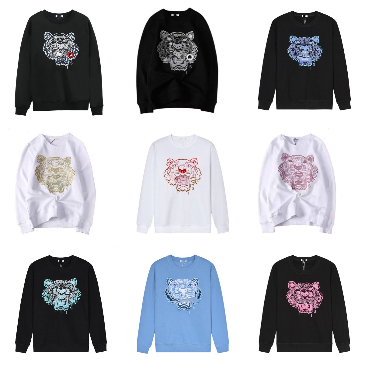 Sweat à Capuche Homme Designer Coton Casual Tigre Brodé Unisexe Couple Motif Tête de Tigre Automne Printemps Col Rond Manches Longues