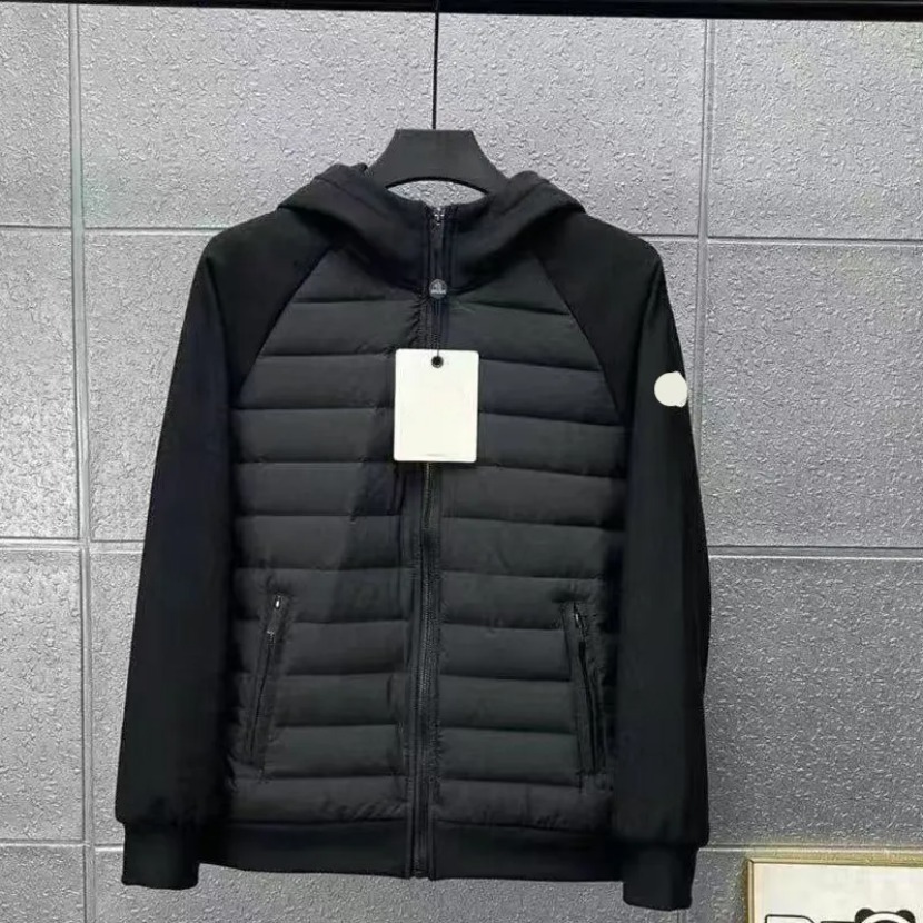Mens puffer jacke coat down jacket France women down jacket White knitted panel jackets Size puffer