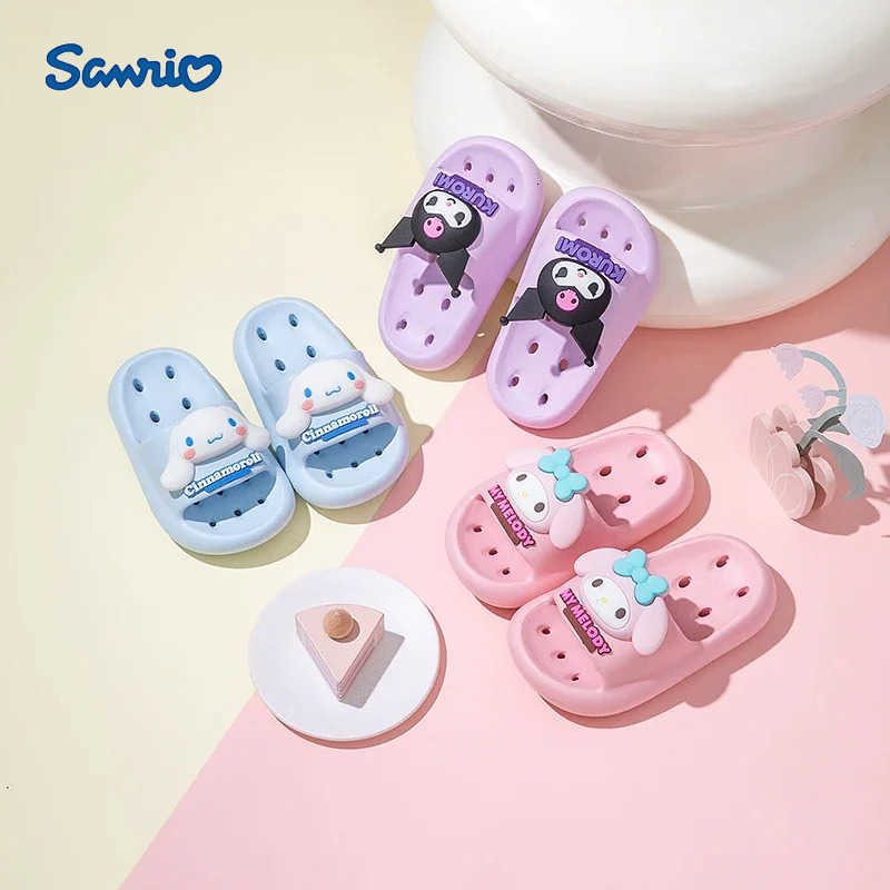 Sanrio Kuromi Cute Summer Kids Sandals Soft Slippers Indoor Outdoor Quick-Drying Cartoon Anime Sole Anti-Slip Girls Boys Gift H251217