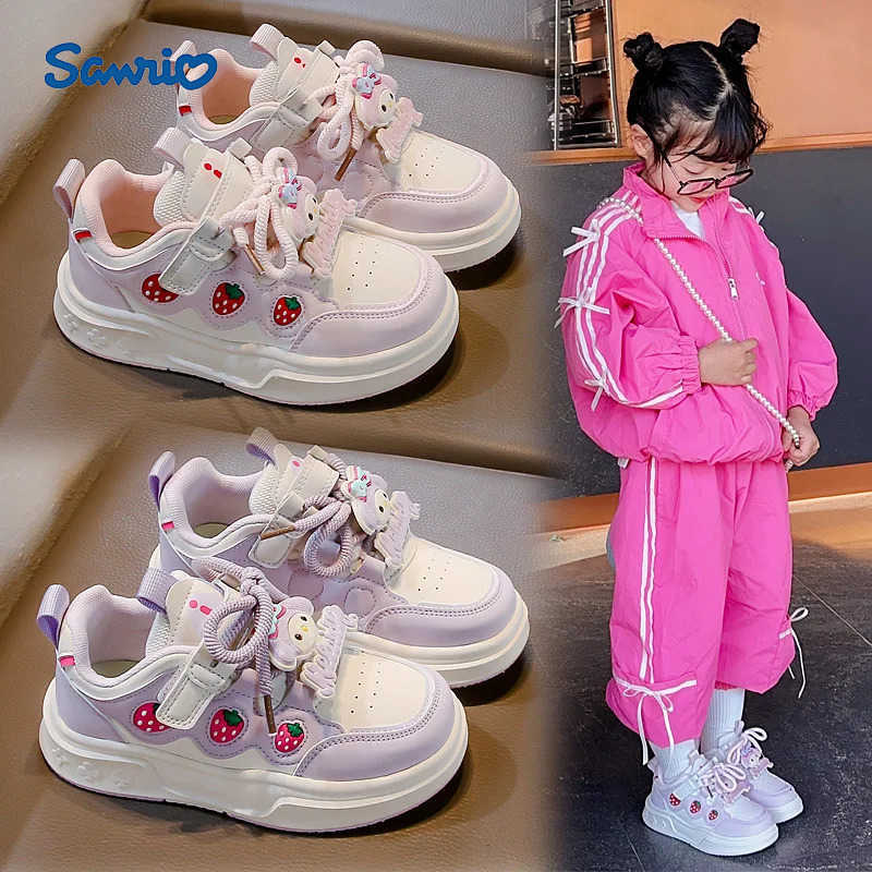 Sanrio Girls Fashion Casual Sports Shoes Cartoon Melody Print Childrens Trend Board Shoes Big Kids Anti Slip Little White Shoes H251217