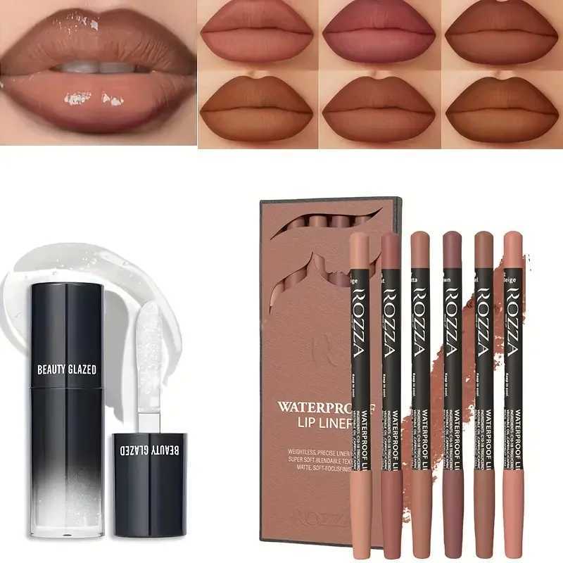 Vibrant Lip Liner and Lip Oil Set - Long Lasting Matte Finish Suitable for All Light Beige Types Adult Lip Makeup Kit G251218-image-1088875997