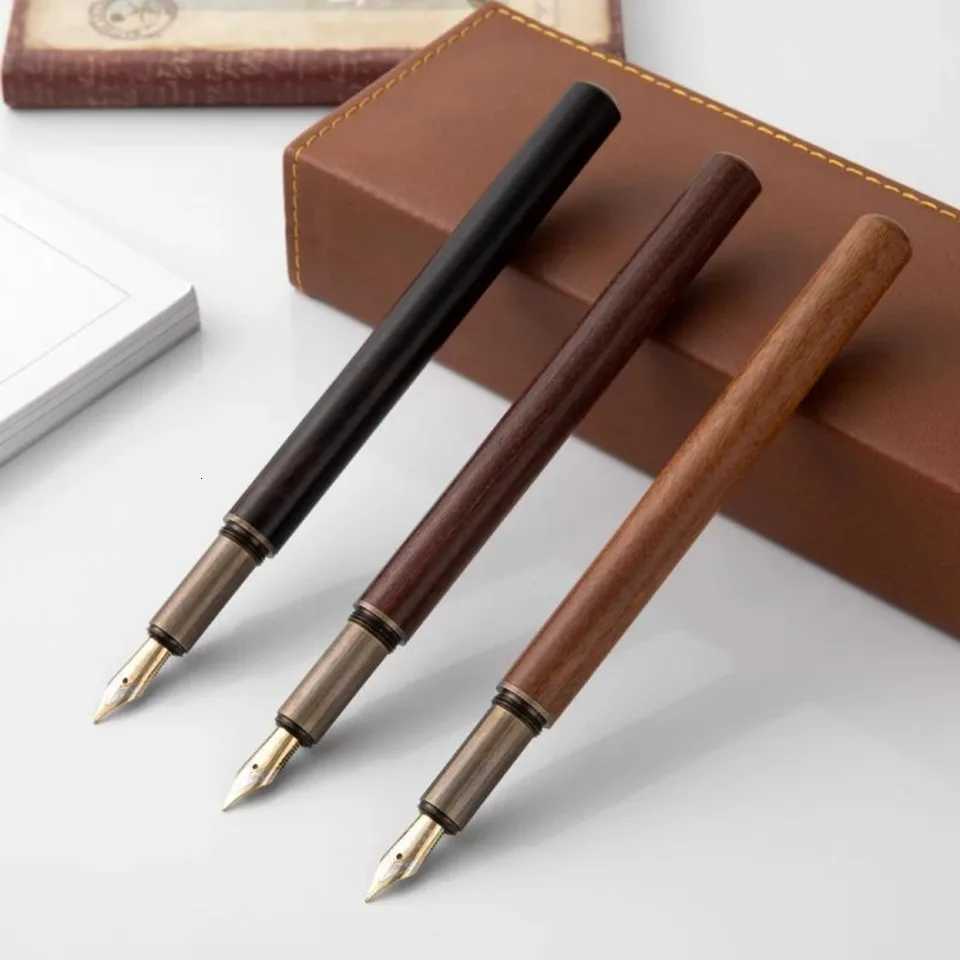 1pc Luxury Retro Wooden Bronze Fountain Pen-05mm Nib Off/Business/Calligraphy Ink PenStudent Gift Stationeryoff supplie Y251218-image-1088850656