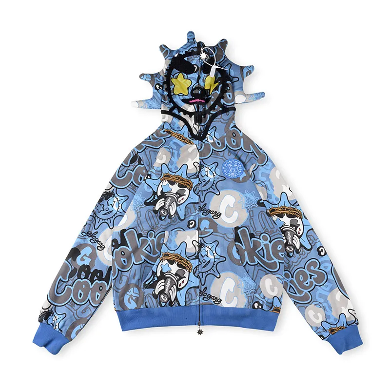 Glo Gang Hoodie Fast Glo Gangs The Glory Full Zip Designer Hoodie High Street 3D Printed Men Women Drink Cartoon Y2k Hoody Sweatshirts Long Sleeved