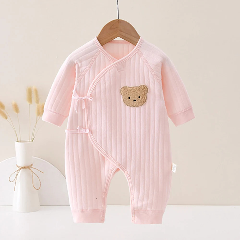 Baby Fall Winter Romper Long Sleeve Quilted Solid Color Warm born Clothes 0-6 Months Unisex Baby Jumpsuit For Boy Girl 251216