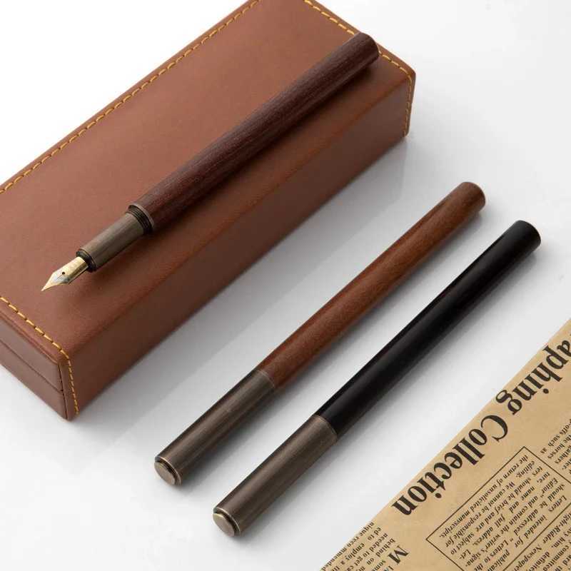Luxury Retro Wood Bronze Fountain Pen Off Business Writing Art Calligraphy Ink Pens 05mm School Student Stationery Gifts Y251218-image-1088847248