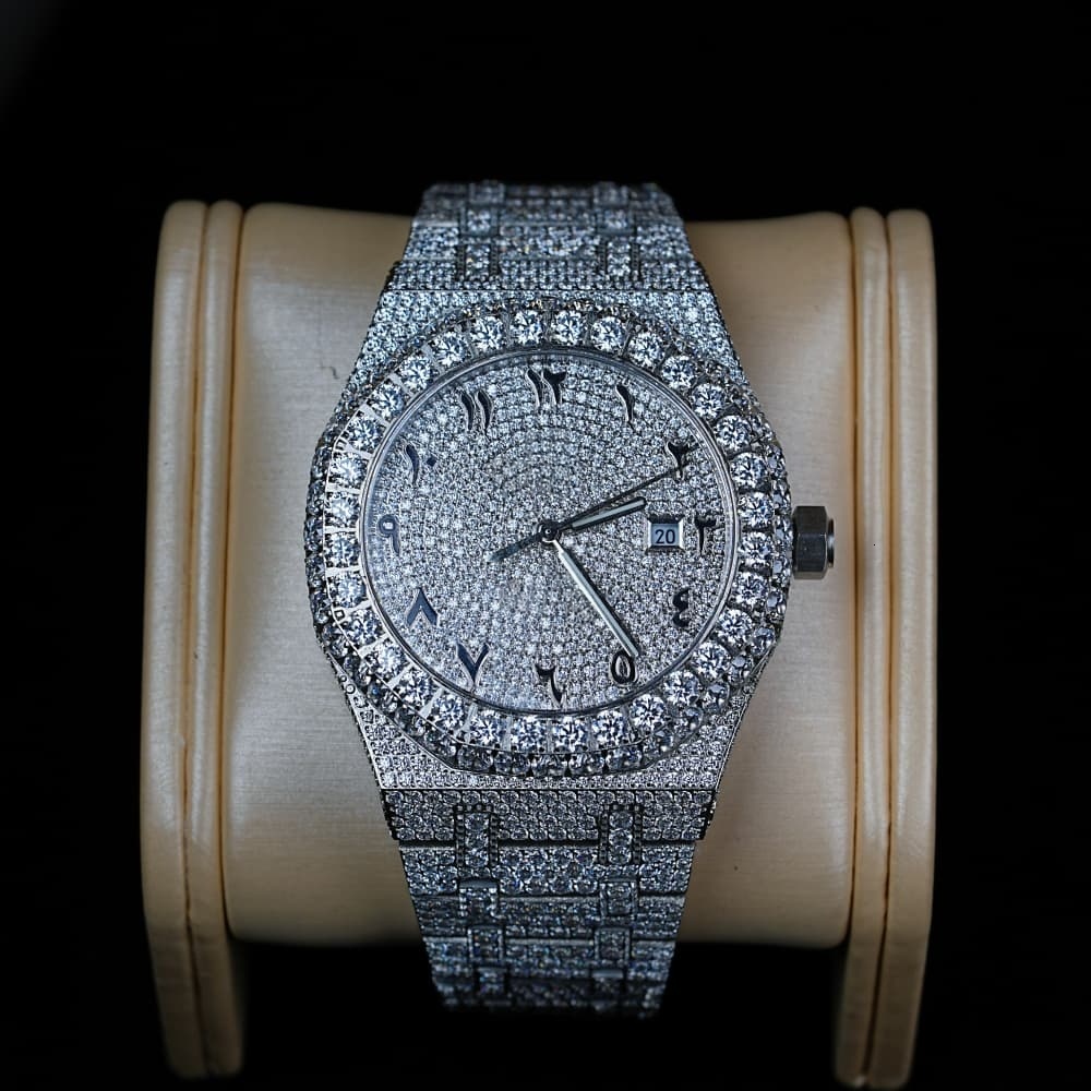 Moissanite Premium Customization Edition Top Quality Automatic Mechanical Men's and Women's Anti Drop Watch Hip Hop Style Through testing