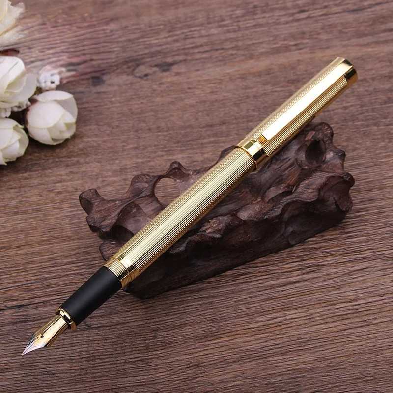 Luxury Gold Metal Fountain Pen Off School Stationary Nibs for Fountain Pens business hotel Gift Y251218-image-1088848964