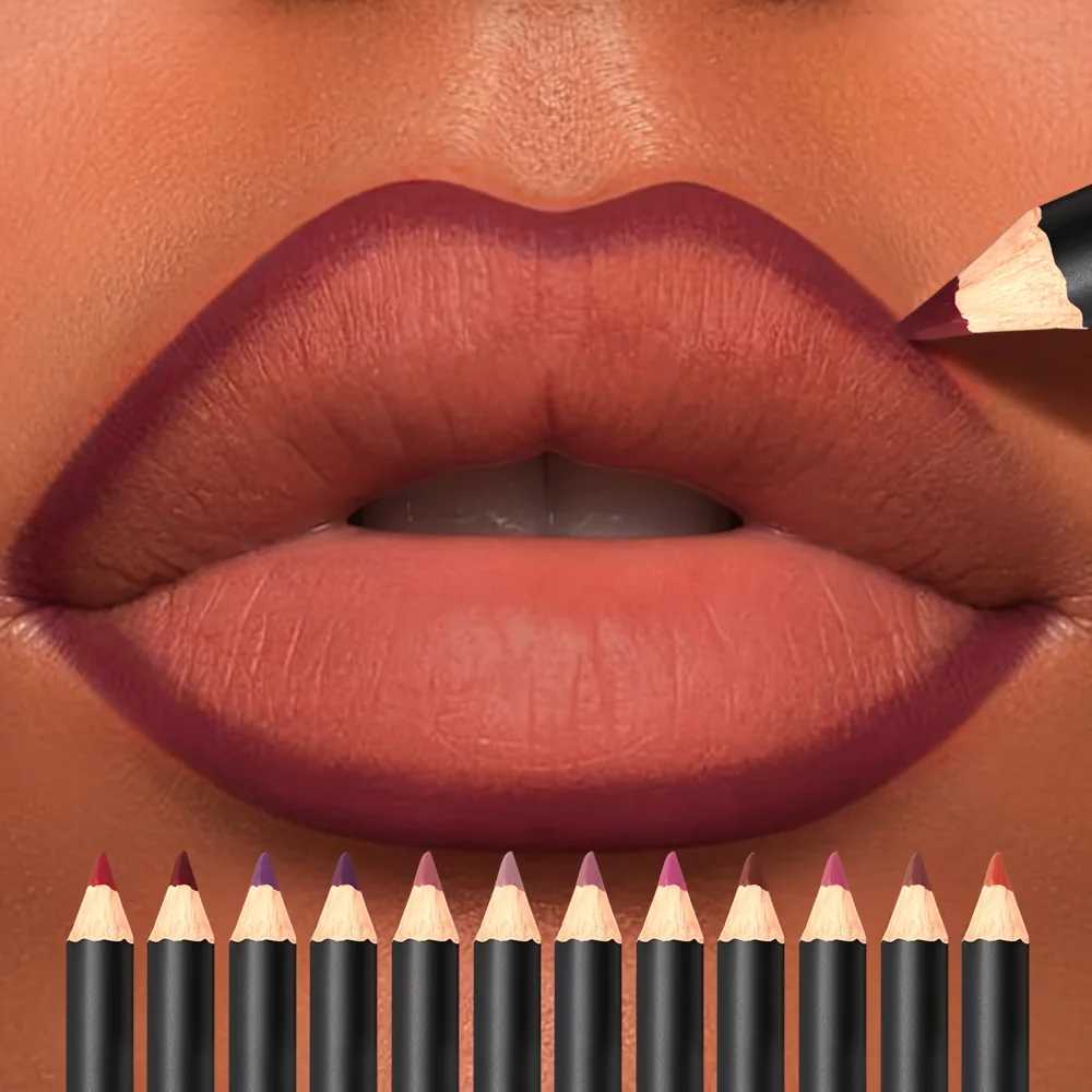 Waterproof Matte Lip Liner and Tint Lipstick Long Lasting Non Stick Cup Red Contour Pencil Moisturizing 12 Colors G251218-image-1088874366