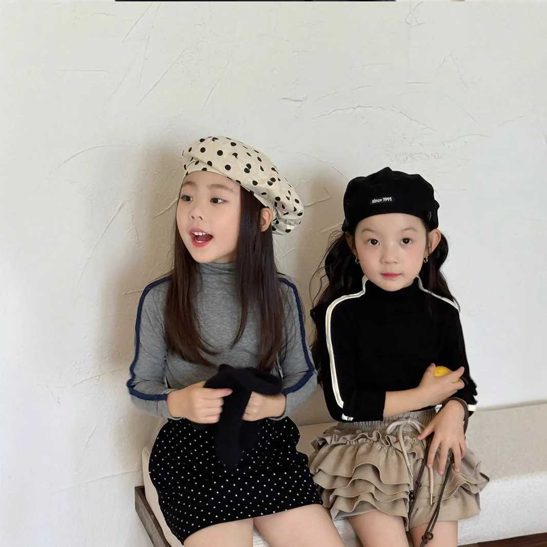 Spring Children Girls French Undershirt Semi Turtleneck Soft 1-10Y Kids Girls Cotton Basic Tops Toddler Girls Slim Fit Pullovers C251218-image-1088918644