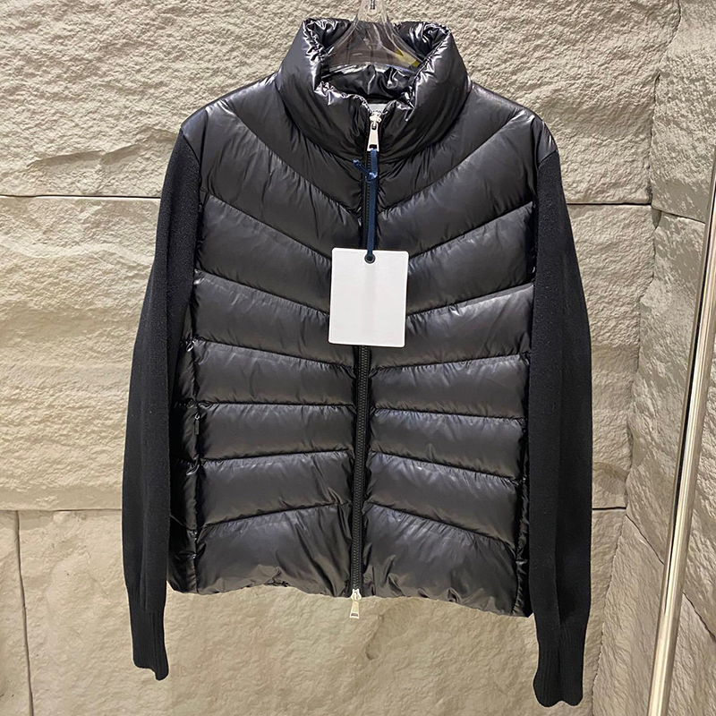 twill design women down jacket winter stand collar woman knit jacket arm badge cardigan jacket doudoune size S--L