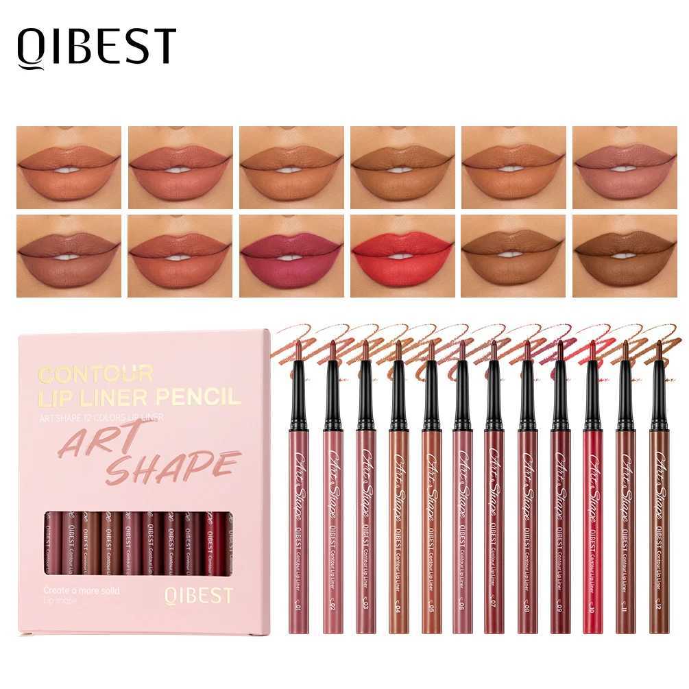 Qibest 12 Colors Matte Outline Lip Liner Set Waterproof Non-Smudge Nude Color Lipstick Pencil Fixed Lip Liner Pen Makeup Sets G251218-image-1088873598