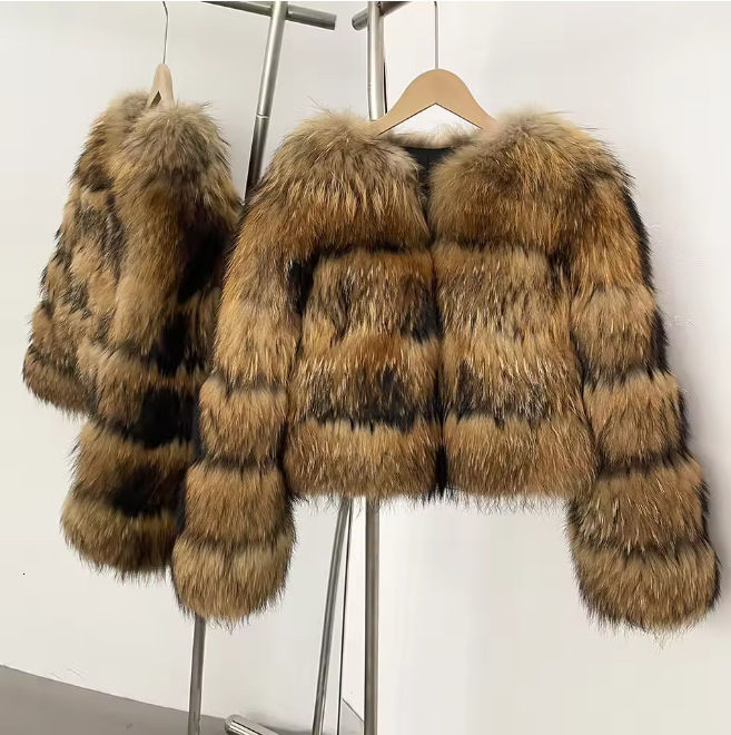 High quality New Winter Fur Coat Faux Fur Women's Short Coat Patchwork fur coat women Multi color design Short faux fur coat Sizes S to 4XL v2