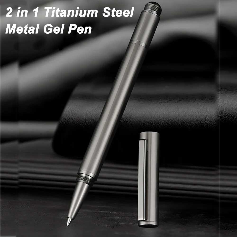 Mtifunctional 2 in 1 Titanium Steel Metal Gel Pen Business G2 Refill Ink Luxury Enterprise Signature Gift Box Off Supplies Y251218-image-1088846105