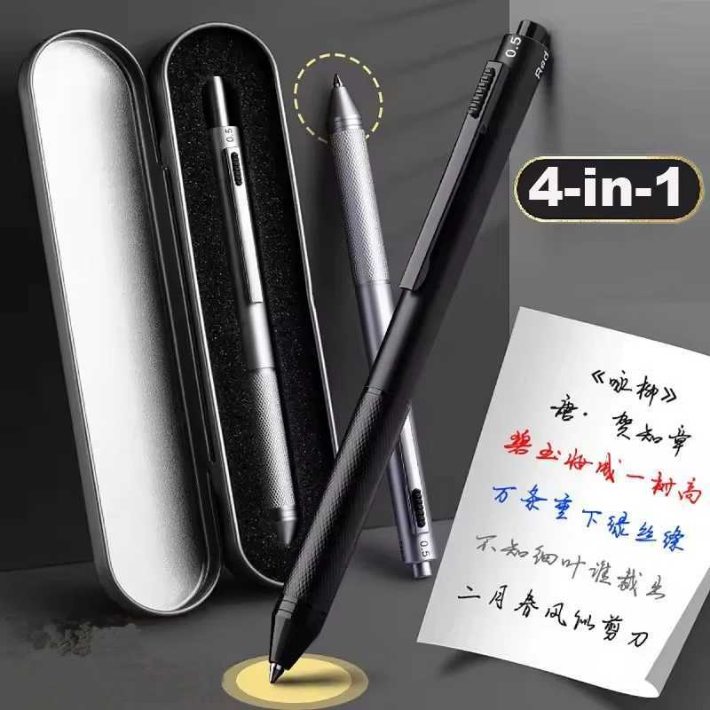 4 in 1 Mticolor Penity Sensor Metal Mtifunction Pen07mm 3 Color Ballpoint 05mm Mechanical Pencil with Metal Box Y251218-image-1088847594