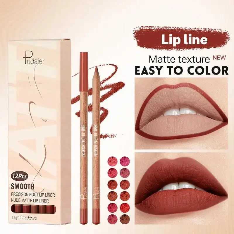 Precision Velvet Matte Lip Liner 12 Pieces Set Smudge Proof Waterproof Long Wearing Lip Pencil Makeup Kit Versatile Colors G251218-image-1088875535