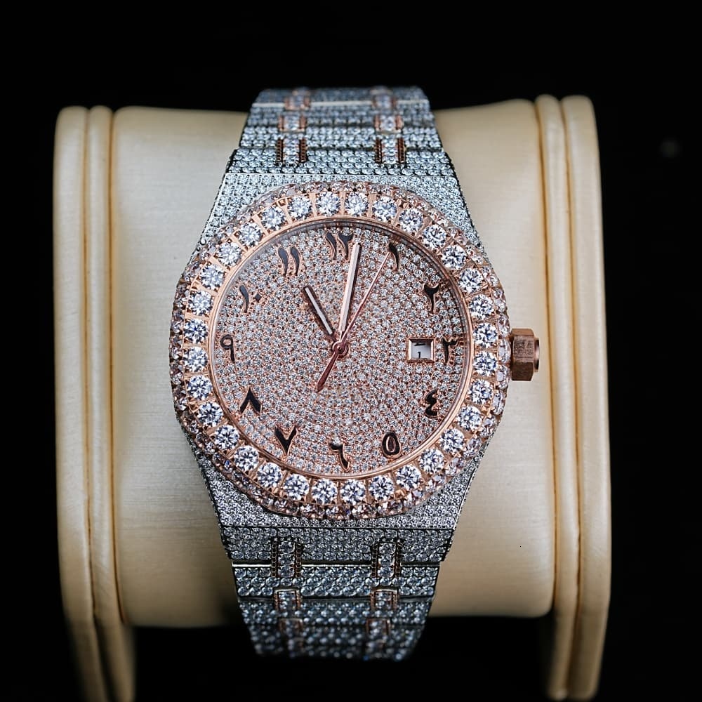 Moissanite Premium Customization Edition Top Quality Automatic Mechanical Men's and Women's Anti Drop Watch Hip Hop Style Through testing