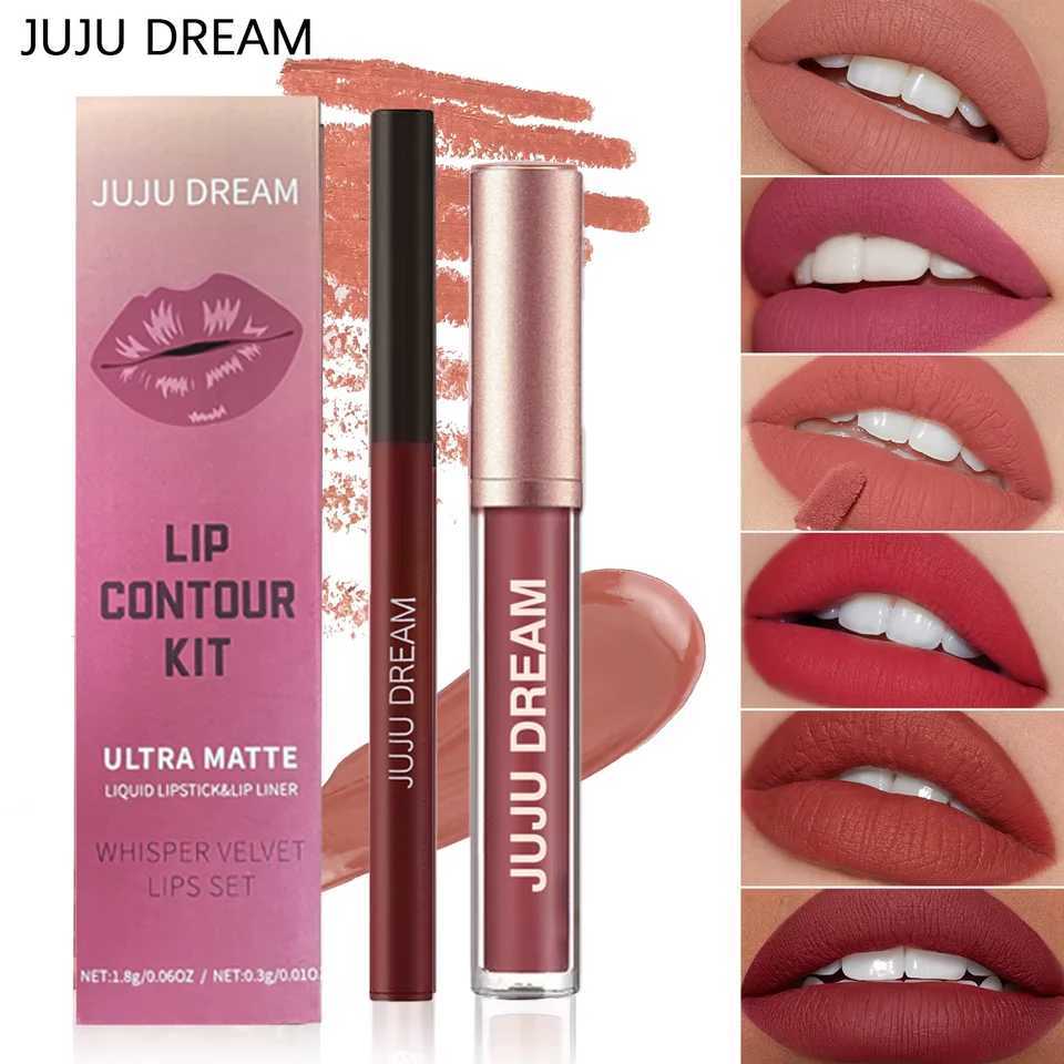 JUJU DREAM 6-Color Matte Lip Liner and Lipstick Pencil Set - WaterproofLong-LastingNon-SmudgeEasy to Apply2-in-1 Lip Pencil G251218-image-1088875303