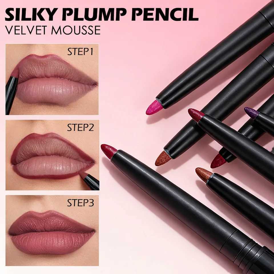 Waterproof Matte Lipliner Pencil Red Contour Tint Lipstick Long Lasting Non-stick Cup Moisturising Lips Makeup 5 Colors G251218-image-1088875554