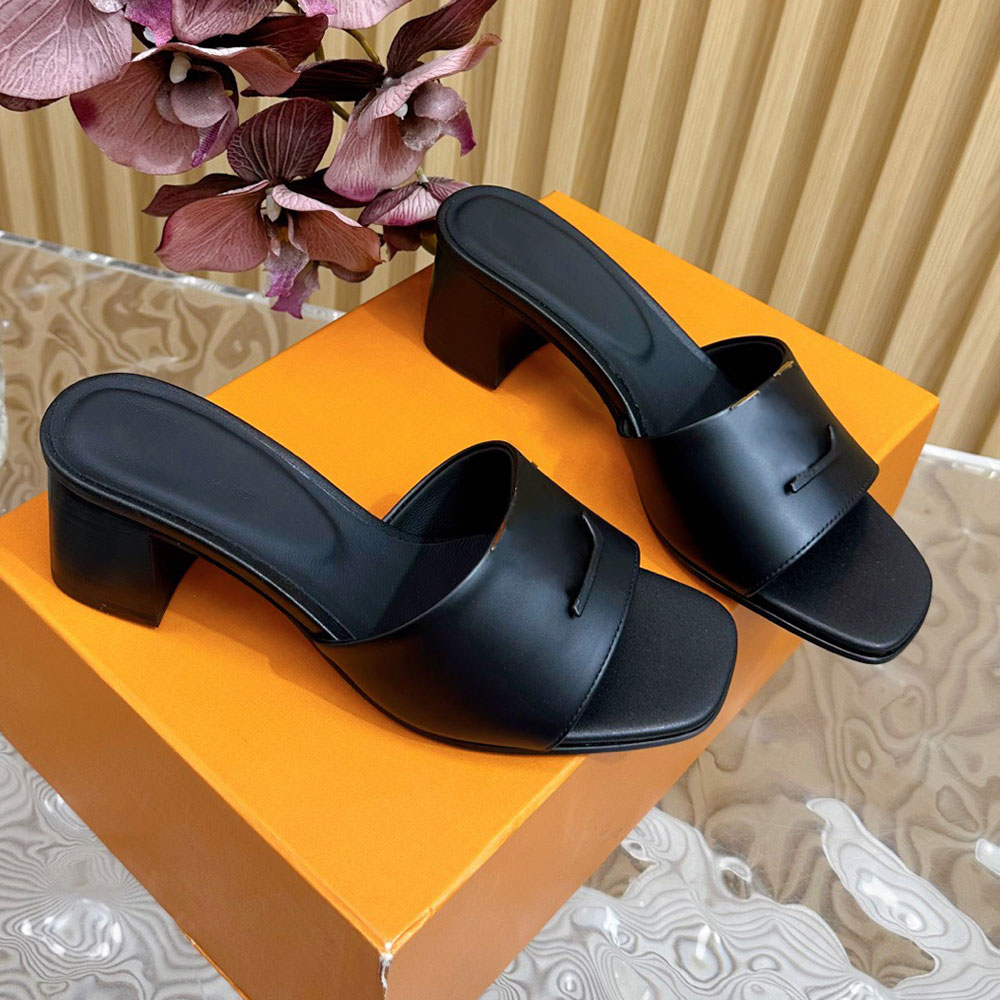 Mare Mule new model womens designer mules 1ACU2T Black Calf leather mules Mare line summer sandals wide front strap and low block heel Leather outso