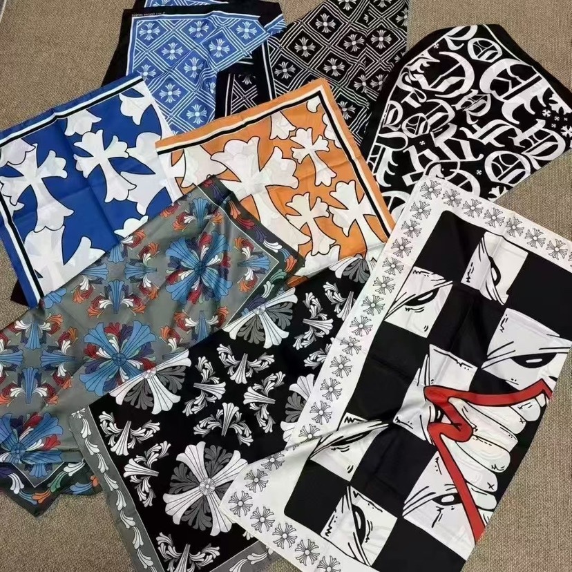 chrome Cross print all over pattern silk scarf/headscarf summer multi purpose design American retro slimming strapless top/vest