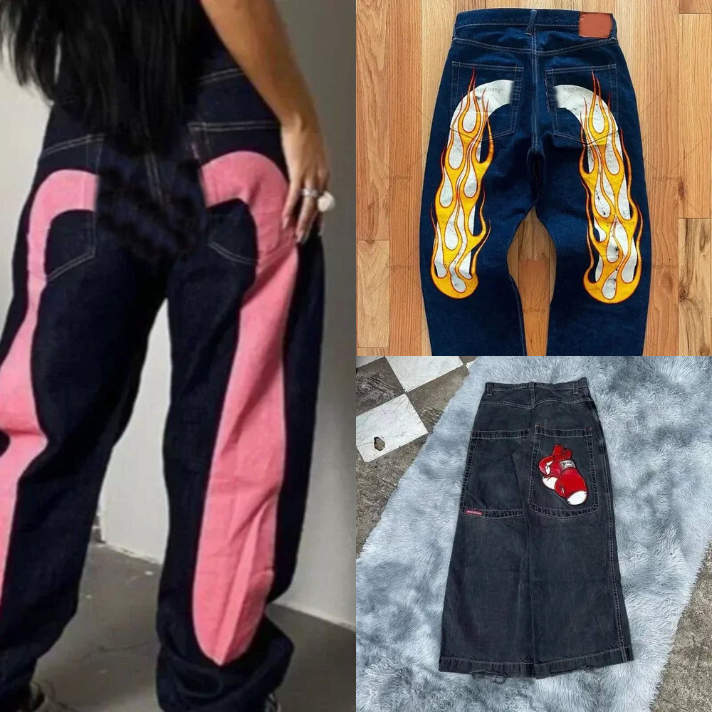 Men's Jeans Street Harajuku Fashion evisujeans American Retro Letter Embroidered Denim Shorts High Boys Casual Loose Straight Pants Men ec 6f3