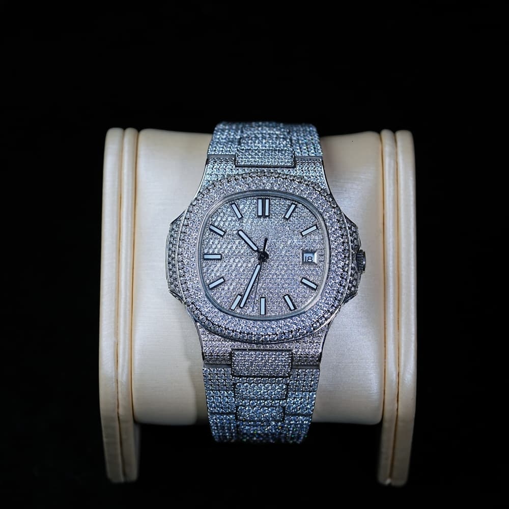 Moissanite Premium Customization Edition Top Quality Automatic Mechanical Men's and Women's Anti Drop Watch Hip Hop Style Through testing