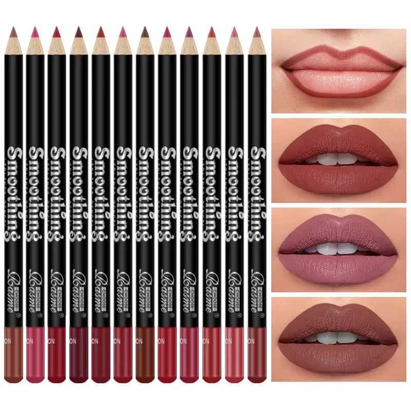 12 Colors Lip Liner Pen Set Professional Lip Liner Pencil Fashion Black Rod Non-stick Cup Easy To Color Lipstick Pen Makeup G251218-image-1088875195