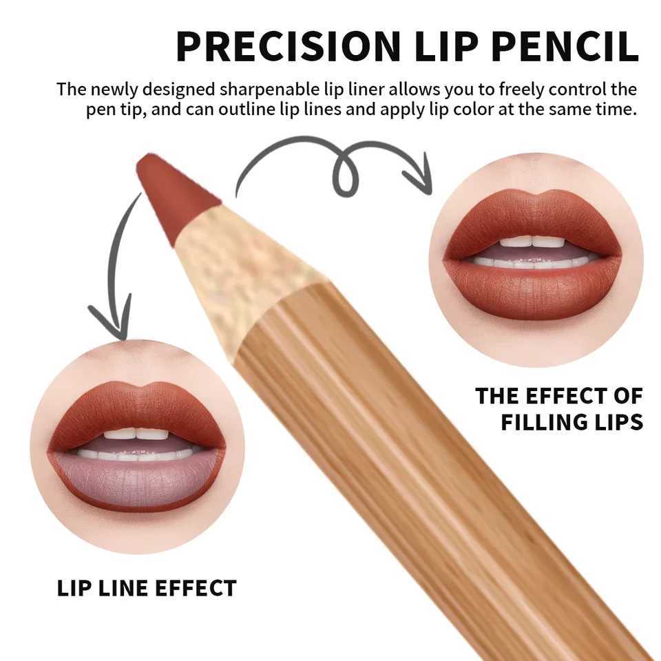 12 Matte Lip Liner Pencil Set Color Rendering Easy Makeup Waterproof Durable Lip Makeup Cosmetics G2512181-image-1088887306
