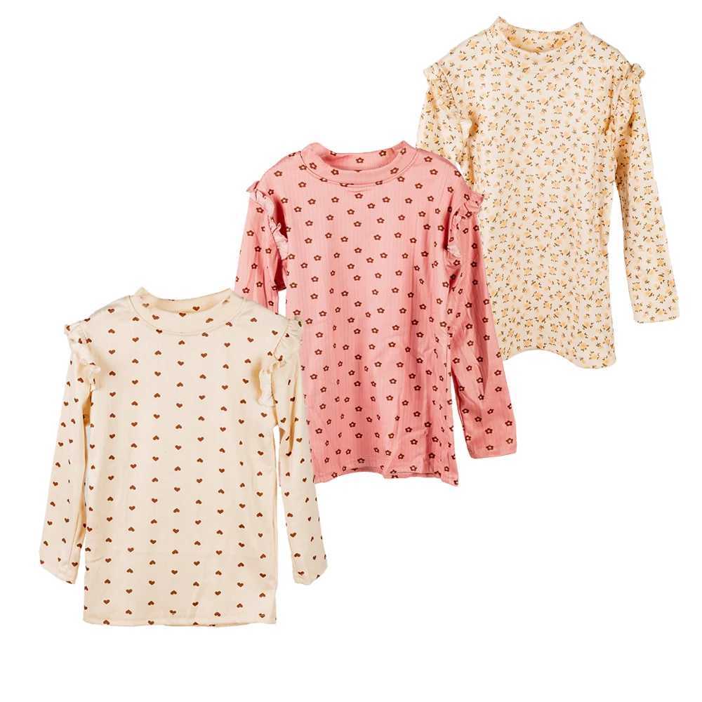 New Childrens Autumn And Winter Long Sleeved Fashionable Pleated Collar Printed Kids Cute Outdoor Bottom Shirt C251218-image-1088917933