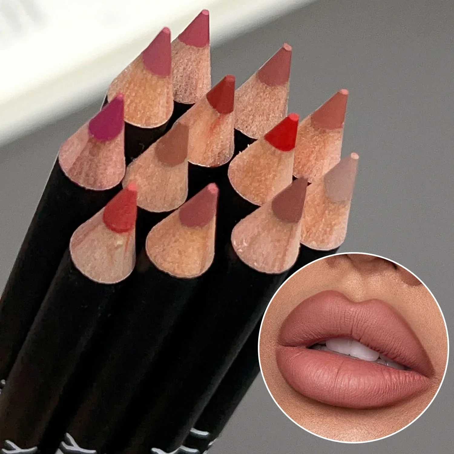 12pcs Matte Lip Liner Waterproof Long Lasting Lip Contour Pencil Non Smudge Transfer Proof Lipstick Makeup Pen for Lips Cosmetic G251218-image-1088873915
