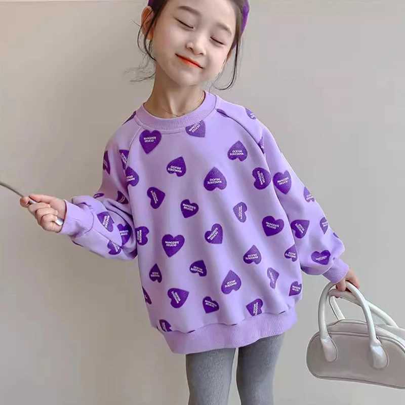 Girls Long Sleeved Sweatshirt Spring Girl Fashion Pullover 3-10 Years Old Children Love Printed Top Kid Casual Sportswear C251218-image-1088918205