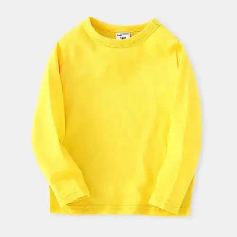 Autumn Spring Cotton Children T-shirt Boys Girls Tees Long Sleeve White Shirt Kids Tops Baby Clothes Solid Black White Yellow C251218-image-1088918811