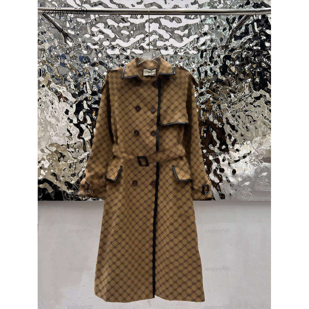 Designer Women Spring Belt Design Trench Coat High-quality Mid-length Coats Casual Loose Women's Long Dress Two-button Trendy Fashion Jacket