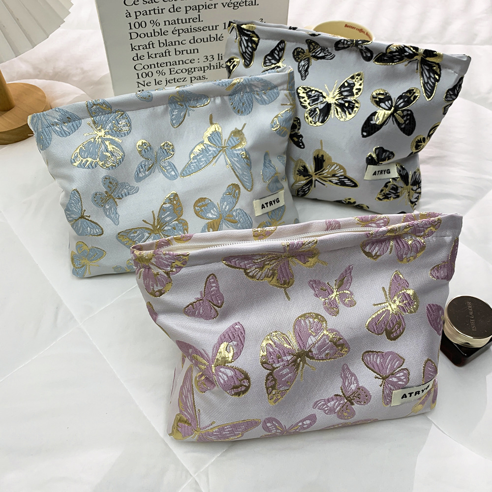 I523 5A Trousse de maquillage rayée, trousse de rangement de style coréen, trousse à cosmétiques, trousse de toilette.